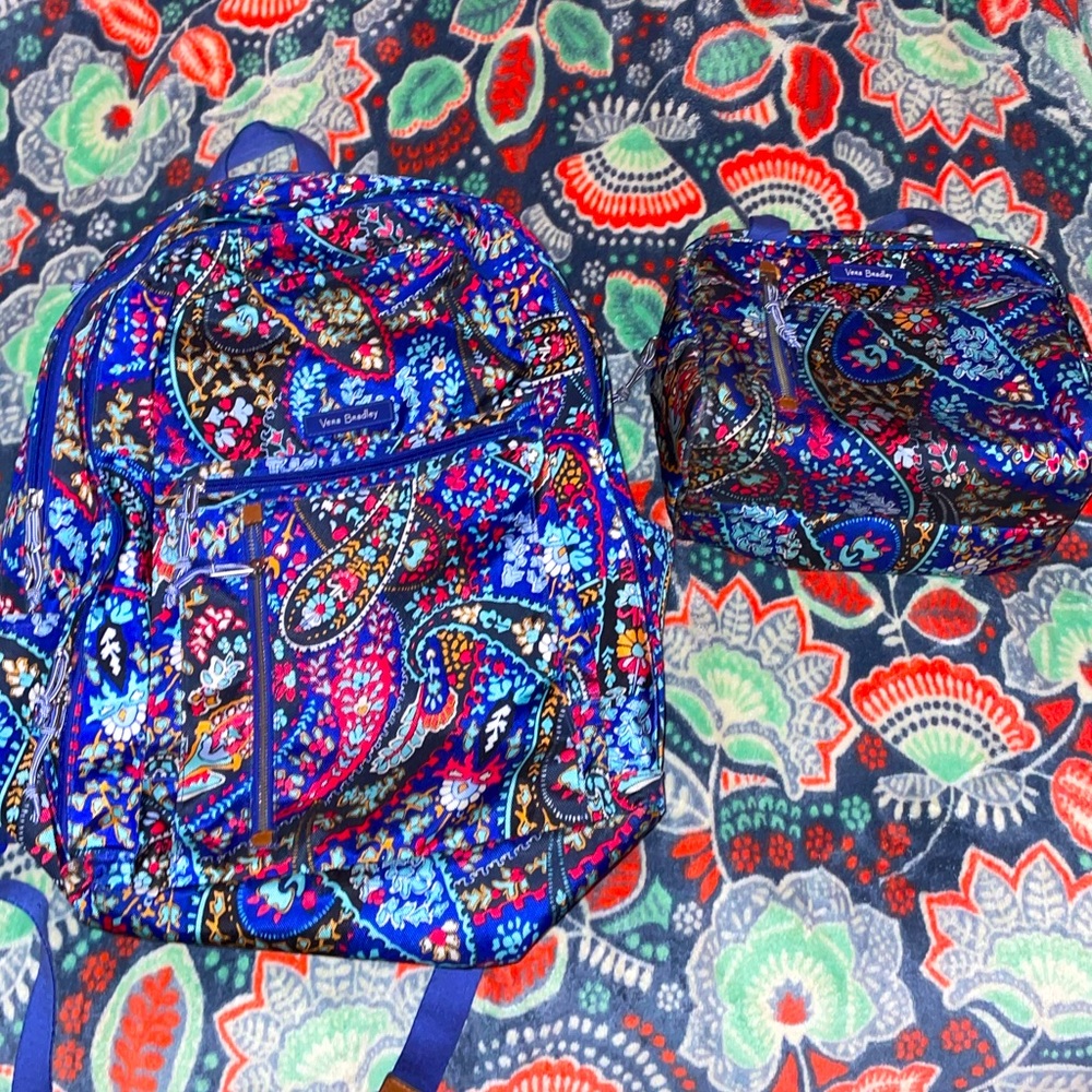 Vera Bradley Lighten Up Study Hall Backpack and Lunchbox in Petite Paisley